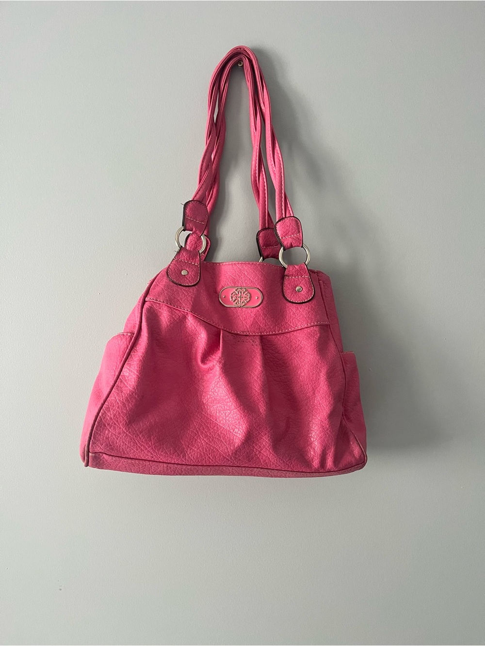 Treviso Vintage Pink Shoulder Tote Bag Silver Hardware